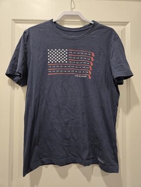 Life is Good Men's Golf Flag Short Sleeve T-Shirt Crusher Tee - Size M